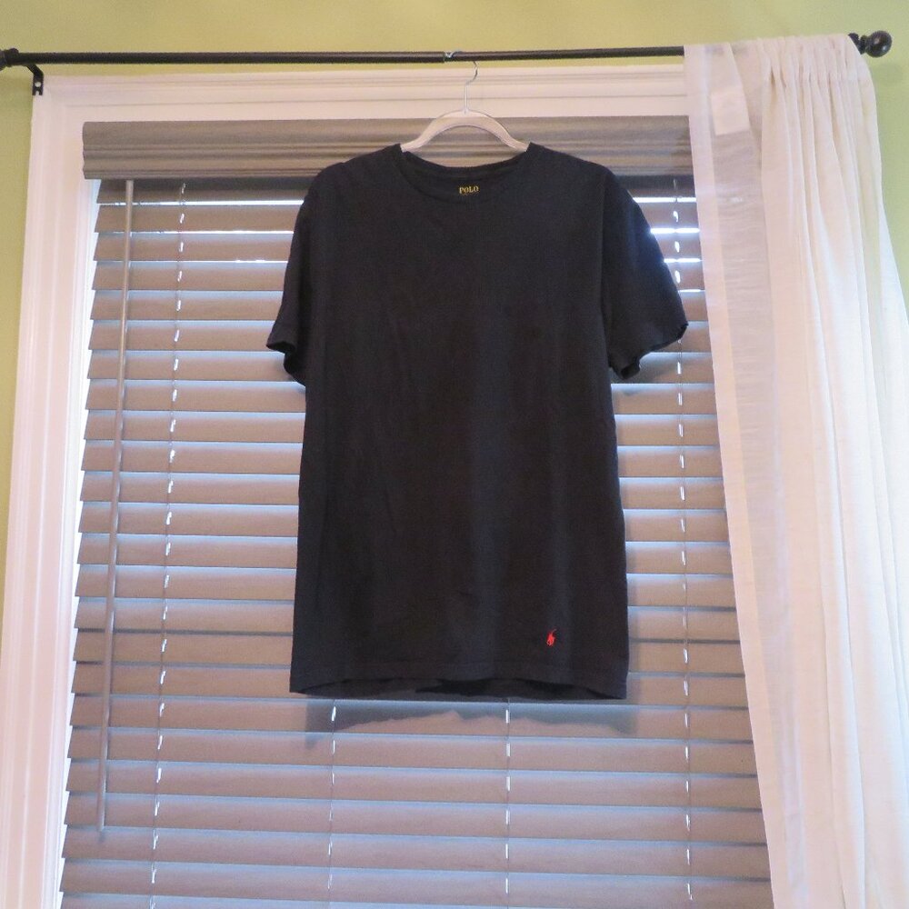 Men`s Polo Ralph Lauren Black shirt w/ perfume oil stains (can be washed)